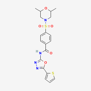 molecular formula C19H20N4O5S2 B2637576 4-((2,6-dimethylmorpholino)sulfonyl)-N-(5-(thiophen-2-yl)-1,3,4-oxadiazol-2-yl)benzamide CAS No. 533872-03-6
