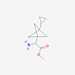 molecular formula C11H17NO2 B2637580 Methyl 2-amino-2-(3-cyclopropyl-1-bicyclo[1.1.1]pentanyl)acetate CAS No. 2287266-85-5
