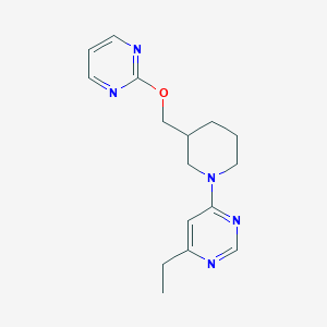 molecular formula C16H21N5O B2637585 4-Ethyl-6-[3-(pyrimidin-2-yloxymethyl)piperidin-1-yl]pyrimidine CAS No. 2379976-78-8