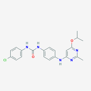 B2637586 1-(4-Chlorophenyl)-3-(4-((6-isopropoxy-2-methylpyrimidin-4-yl)amino)phenyl)urea CAS No. 946303-75-9