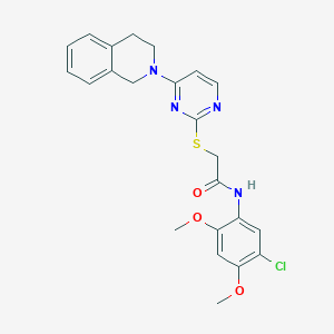 molecular formula C23H23ClN4O3S B2637589 N-(5-chloro-2,4-dimethoxyphenyl)-2-{[4-(1,2,3,4-tetrahydroisoquinolin-2-yl)pyrimidin-2-yl]sulfanyl}acetamide CAS No. 1251625-62-3