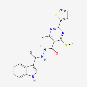 N'-(4-methyl-6-methylsulfanyl-2-thiophen-2-ylpyrimidine-5-carbonyl)-1H-indole-3-carbohydrazide