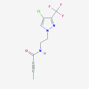 molecular formula C10H9ClF3N3O B2637603 N-[2-[4-Chloro-3-(trifluoromethyl)pyrazol-1-yl]ethyl]but-2-ynamide CAS No. 2411294-10-3