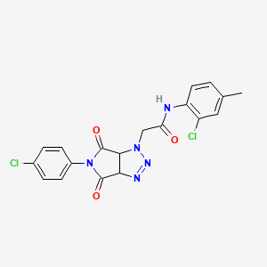 molecular formula C19H15Cl2N5O3 B2637618 N-(2-chloro-4-methylphenyl)-2-(5-(4-chlorophenyl)-4,6-dioxo-4,5,6,6a-tetrahydropyrrolo[3,4-d][1,2,3]triazol-1(3aH)-yl)acetamide CAS No. 1052561-99-5