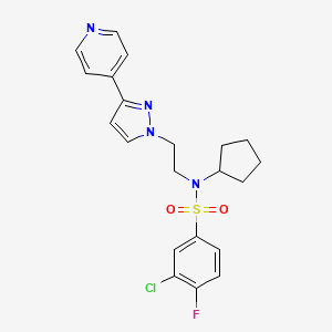 3-chloro-N-cyclopentyl-4-fluoro-N-(2-(3-(pyridin-4-yl)-1H-pyrazol-1-yl)ethyl)benzenesulfonamide