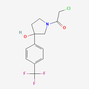 molecular formula C13H13ClF3NO2 B2637646 2-Chloro-1-[3-hydroxy-3-[4-(trifluoromethyl)phenyl]pyrrolidin-1-yl]ethanone CAS No. 2411230-45-8