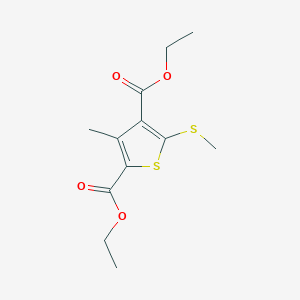 molecular formula C12H16O4S2 B2637653 Diethyl 3-methyl-5-(methylsulfanyl)-2,4-thiophenedicarboxylate CAS No. 555154-33-1