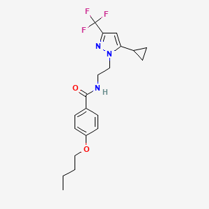 molecular formula C20H24F3N3O2 B2637655 4-butoxy-N-(2-(5-cyclopropyl-3-(trifluoromethyl)-1H-pyrazol-1-yl)ethyl)benzamide CAS No. 1798028-62-2