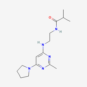 molecular formula C15H25N5O B2637658 2-methyl-N-(2-{[2-methyl-6-(pyrrolidin-1-yl)pyrimidin-4-yl]amino}ethyl)propanamide CAS No. 1203287-92-6