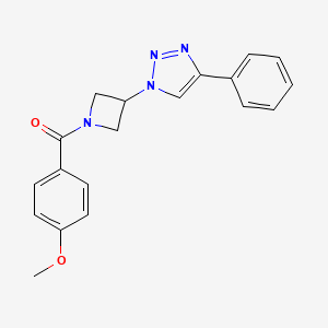 molecular formula C19H18N4O2 B2637660 (4-methoxyphenyl)(3-(4-phenyl-1H-1,2,3-triazol-1-yl)azetidin-1-yl)methanone CAS No. 2034424-88-7