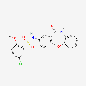 molecular formula C21H17ClN2O5S B2637668 5-chloro-2-methoxy-N-(10-methyl-11-oxo-10,11-dihydrodibenzo[b,f][1,4]oxazepin-2-yl)benzenesulfonamide CAS No. 922136-48-9
