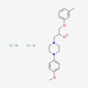 molecular formula C21H30Cl2N2O3 B2637669 1-(4-(4-Methoxyphenyl)piperazin-1-yl)-3-(m-tolyloxy)propan-2-ol dihydrochloride CAS No. 1216623-21-0