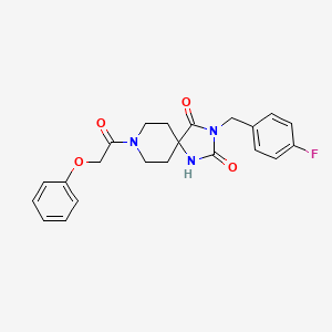 molecular formula C22H22FN3O4 B2637673 3-(4-Fluorobenzyl)-8-(2-phenoxyacetyl)-1,3,8-triazaspiro[4.5]decane-2,4-dione CAS No. 1021126-57-7