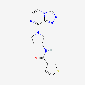 molecular formula C14H14N6OS B2637678 N-(1-([1,2,4]triazolo[4,3-a]pyrazin-8-yl)pyrrolidin-3-yl)thiophene-3-carboxamide CAS No. 2034295-95-7