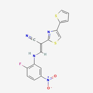 (E)-3-((2-fluoro-5-nitrophenyl)amino)-2-(4-(thiophen-2-yl)thiazol-2-yl)acrylonitrile