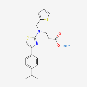 molecular formula C20H21N2NaO2S2 B2637695 Sodium;3-[[4-(4-propan-2-ylphenyl)-1,3-thiazol-2-yl]-(thiophen-2-ylmethyl)amino]propanoate CAS No. 868589-35-9