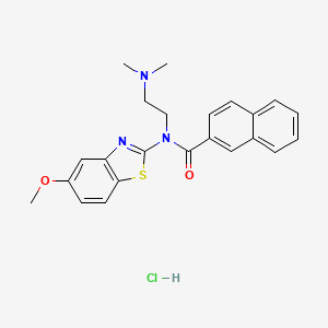 molecular formula C23H24ClN3O2S B2637703 N-(2-(dimethylamino)ethyl)-N-(5-methoxybenzo[d]thiazol-2-yl)-2-naphthamide hydrochloride CAS No. 1177717-70-2