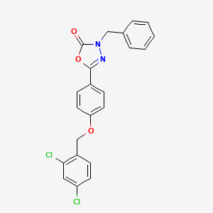 molecular formula C22H16Cl2N2O3 B2637712 3-benzyl-5-{4-[(2,4-dichlorobenzyl)oxy]phenyl}-1,3,4-oxadiazol-2(3H)-one CAS No. 866152-88-7