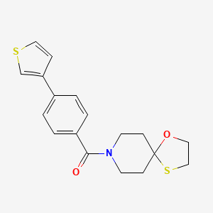 molecular formula C18H19NO2S2 B2637718 1-Oxa-4-thia-8-azaspiro[4.5]decan-8-yl(4-(thiophen-3-yl)phenyl)methanone CAS No. 2034409-84-0