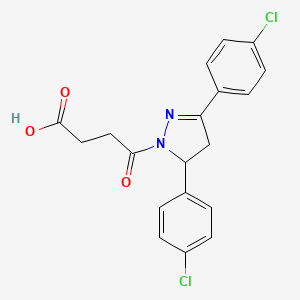 molecular formula C19H16Cl2N2O3 B2637730 4-(3,5-bis(4-chlorophenyl)-4,5-dihydro-1H-pyrazol-1-yl)-4-oxobutanoic acid CAS No. 394232-04-3