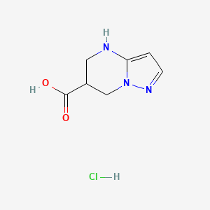 molecular formula C7H10ClN3O2 B2637731 4,5,6,7-四氢吡唑并[1,5-a]嘧啶-6-羧酸；盐酸盐 CAS No. 2243508-27-0