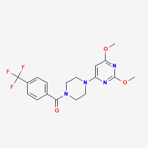 molecular formula C18H19F3N4O3 B2637733 (4-(2,6-Dimethoxypyrimidin-4-yl)piperazin-1-yl)(4-(trifluoromethyl)phenyl)methanone CAS No. 1021115-84-3
