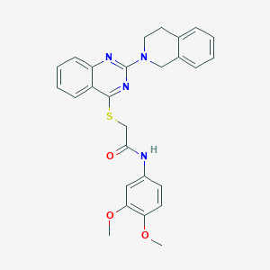molecular formula C27H26N4O3S B2637741 2-((2-(3,4-dihydroisoquinolin-2(1H)-yl)quinazolin-4-yl)thio)-N-(3,4-dimethoxyphenyl)acetamide CAS No. 1112000-35-7