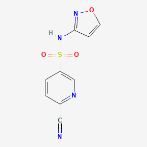 molecular formula C9H6N4O3S B2637745 6-Cyano-N-(1,2-oxazol-3-YL)pyridine-3-sulfonamide CAS No. 1607269-19-1