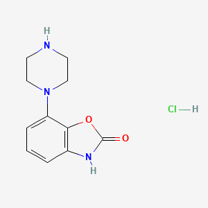 molecular formula C11H14ClN3O2 B2637765 7-(哌嗪-1-基)苯并[d]恶唑-2(3H)-酮盐酸盐 CAS No. 848154-38-1