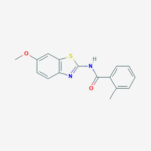molecular formula C16H14N2O2S B263777 N-(6-methoxy-1,3-benzothiazol-2-yl)-2-methylbenzamide 