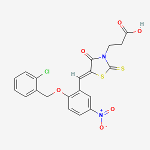 (Z)-3-(5-(2-((2-chlorobenzyl)oxy)-5-nitrobenzylidene)-4-oxo-2-thioxothiazolidin-3-yl)propanoic acid