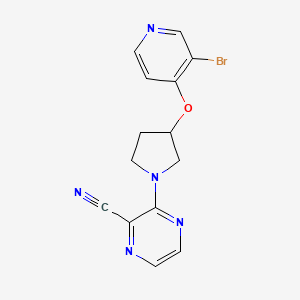 molecular formula C14H12BrN5O B2637786 3-[3-(3-溴吡啶-4-基)氧代吡咯烷-1-基]吡嗪-2-腈 CAS No. 2380097-41-4