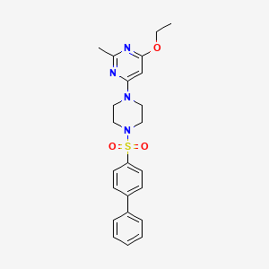 molecular formula C23H26N4O3S B2637787 4-(4-([1,1'-Biphenyl]-4-ylsulfonyl)piperazin-1-yl)-6-ethoxy-2-methylpyrimidine CAS No. 946232-80-0