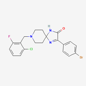 molecular formula C20H18BrClFN3O B2637788 3-(4-Bromophenyl)-8-(2-chloro-6-fluorobenzyl)-1,4,8-triazaspiro[4.5]dec-3-en-2-one CAS No. 1216555-47-3