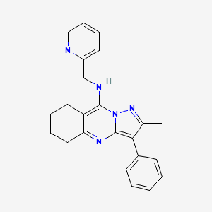 molecular formula C23H23N5 B2637793 2-甲基-3-苯基-N-(吡啶-2-基甲基)-5,6,7,8-四氢吡唑并[5,1-b]喹唑啉-9-胺 CAS No. 900295-03-6