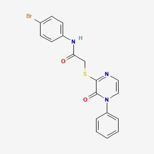 molecular formula C18H14BrN3O2S B2637801 N-(4-bromophenyl)-2-[(3-oxo-4-phenyl-3,4-dihydropyrazin-2-yl)thio]acetamide CAS No. 895103-36-3
