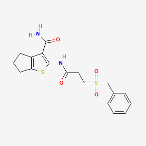 2-(3-(benzylsulfonyl)propanamido)-5,6-dihydro-4H-cyclopenta[b]thiophene-3-carboxamide
