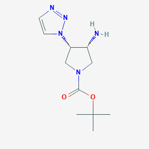 molecular formula C11H19N5O2 B2637812 tert-butyl (3R,4S)-3-amino-4-(1H-1,2,3-triazol-1-yl)pyrrolidine-1-carboxylate CAS No. 1932793-09-3
