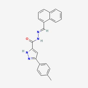 molecular formula C22H18N4O B2637822 (E)-N'-(naphthalen-1-ylmethylene)-3-(p-tolyl)-1H-pyrazole-5-carbohydrazide CAS No. 1285540-79-5