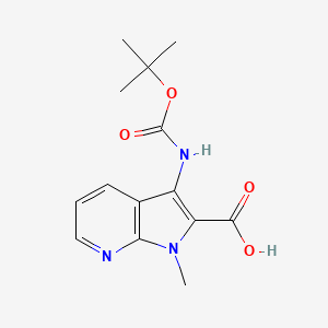 molecular formula C14H17N3O4 B2637832 1-Methyl-3-[(2-methylpropan-2-yl)oxycarbonylamino]pyrrolo[2,3-b]pyridine-2-carboxylic acid CAS No. 2248372-87-2