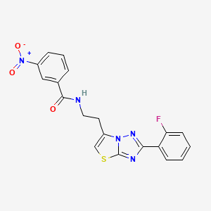 molecular formula C19H14FN5O3S B2637833 N-(2-(2-(2-氟苯基)噻唑并[3,2-b][1,2,4]三唑-6-基)乙基)-3-硝基苯甲酰胺 CAS No. 897612-55-4
