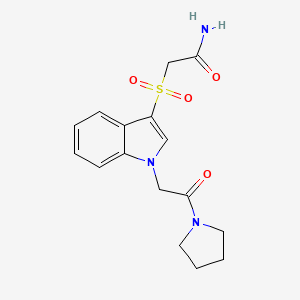 2-((1-(2-oxo-2-(pyrrolidin-1-yl)ethyl)-1H-indol-3-yl)sulfonyl)acetamide