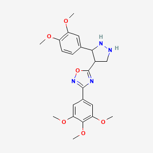 molecular formula C22H22N4O6 B2637864 5-[3-(3,4-Dimethoxyphenyl)pyrazolidin-4-yl]-3-(3,4,5-trimethoxyphenyl)-1,2,4-oxadiazole CAS No. 1251604-08-6