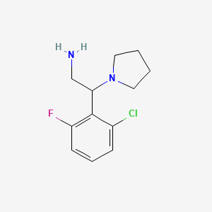 molecular formula C12H16ClFN2 B2637867 2-(2-Chloro-6-fluorophenyl)-2-(pyrrolidin-1-yl)ethanamine CAS No. 927976-52-1