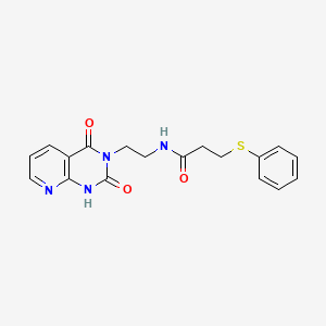 molecular formula C18H18N4O3S B2637870 N-(2-(2,4-dioxo-1,2-dihydropyrido[2,3-d]pyrimidin-3(4H)-yl)ethyl)-3-(phenylthio)propanamide CAS No. 2034271-25-3