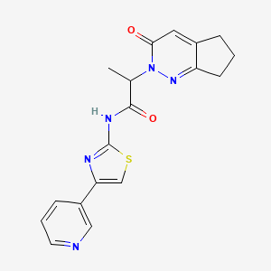 2-(3-oxo-3,5,6,7-tetrahydro-2H-cyclopenta[c]pyridazin-2-yl)-N-(4-(pyridin-3-yl)thiazol-2-yl)propanamide