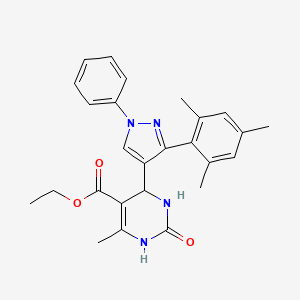 ethyl 6-methyl-2-oxo-4-[1-phenyl-3-(2,4,6-trimethylphenyl)-1H-pyrazol-4-yl]-1,2,3,4-tetrahydropyrimidine-5-carboxylate