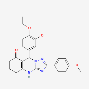 molecular formula C25H26N4O4 B2637897 9-(4-乙氧基-3-甲氧基苯基)-2-(4-甲氧基苯基)-5,6,7,9-四氢-[1,2,4]三唑并[5,1-b]喹唑啉-8(4H)-酮 CAS No. 539841-36-6