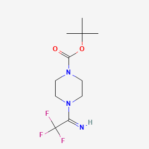 molecular formula C11H18F3N3O2 B2637904 叔丁基4-(2,2,2-三氟乙亚酰胺基)哌嗪-1-羧酸酯 CAS No. 2198615-23-3