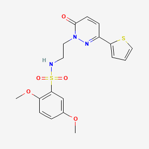 molecular formula C18H19N3O5S2 B2637908 2,5-二甲氧基-N-(2-(6-氧代-3-(噻吩-2-基)吡哒嗪-1(6H)-基)乙基)苯磺酰胺 CAS No. 946239-79-8